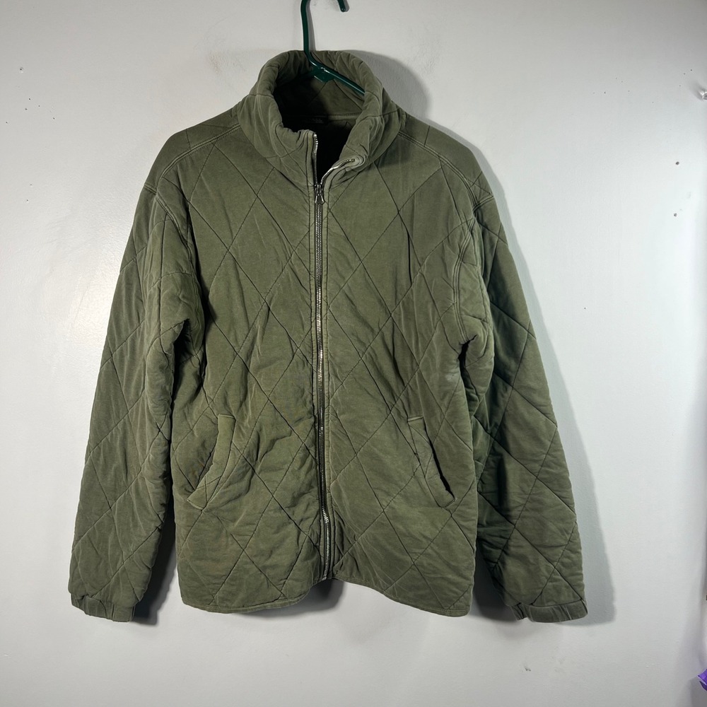 Womens Wild Fable Quilted Zip Jacket Diamond Stitch Green S Cotton Polyester